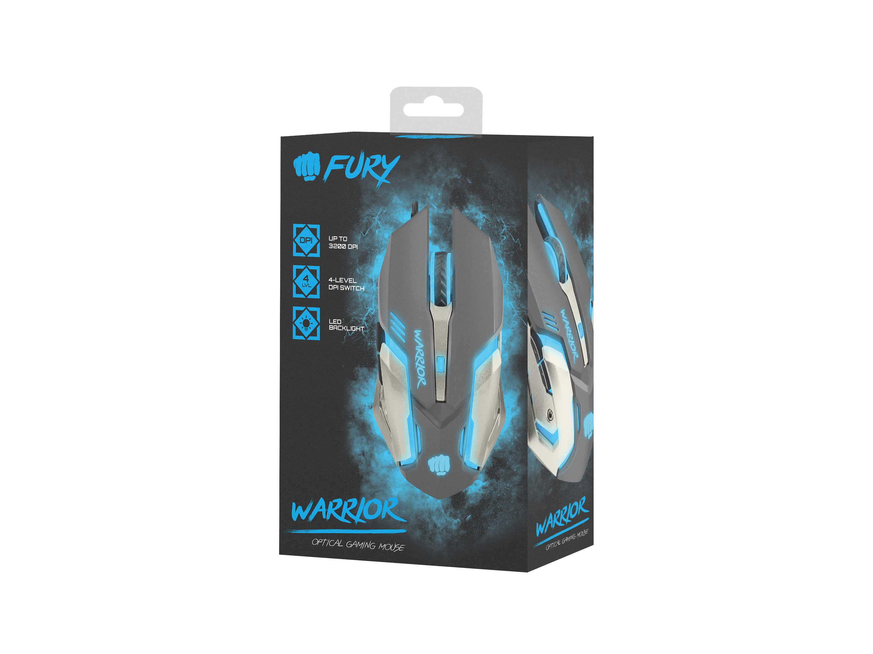 Fury Gaming Mouse Warrior 3200DPI Optical - Fatal Grips