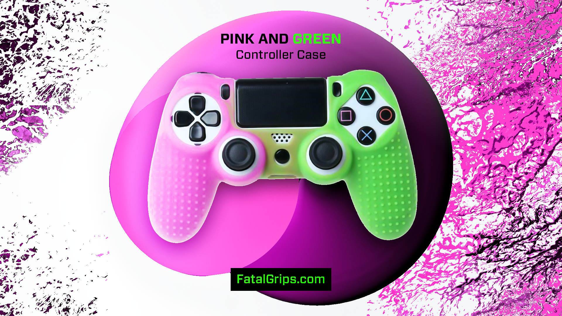 Pink/Green Studded Dots PS4 Controller Case - Fatal Grips