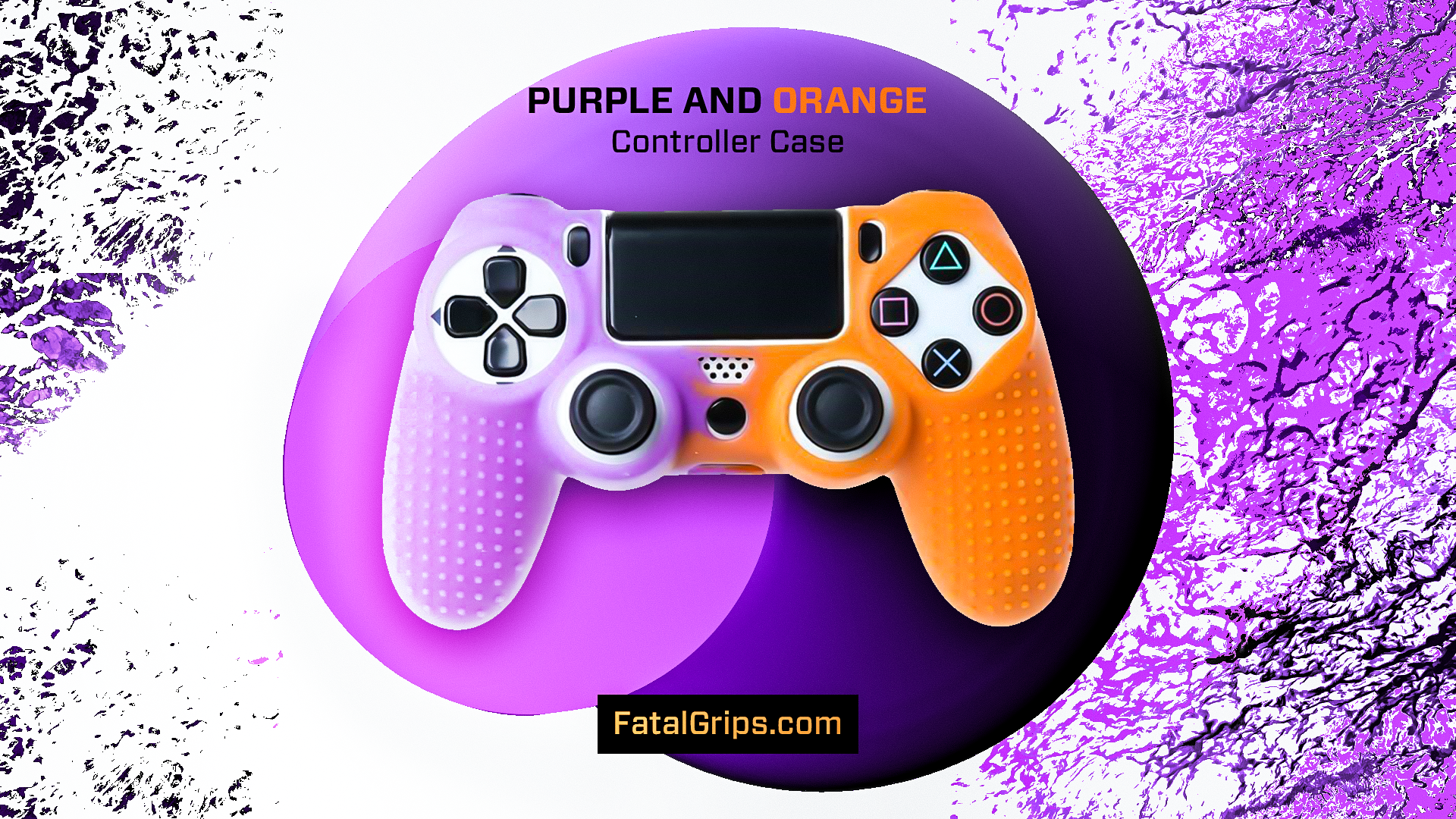 Purple/Orange Studded Dots PS4 Controller Case - Fatal Grips