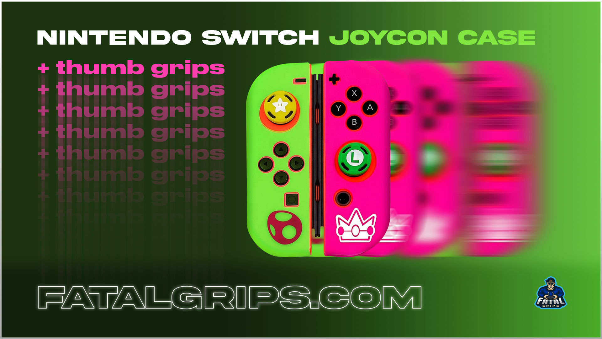 Luigi And Princess Peach Nintendo Joycon Bundle - Fatal Grips