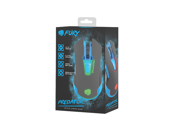 Fury Gaming Mouse Predator 4800DPI With Software - Fatal Grips