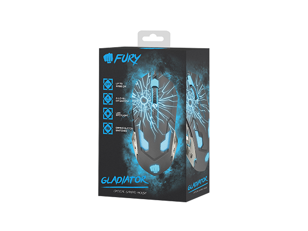 Fury Gaming Mouse Gladiator 3200DPI Optical - Fatal Grips